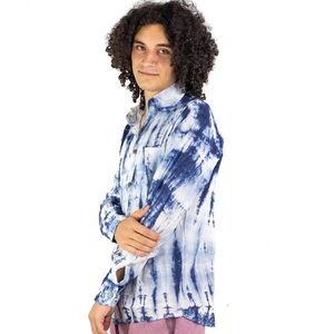 Men’s Denim Tie-Dye Button-Down Long Sleeve
